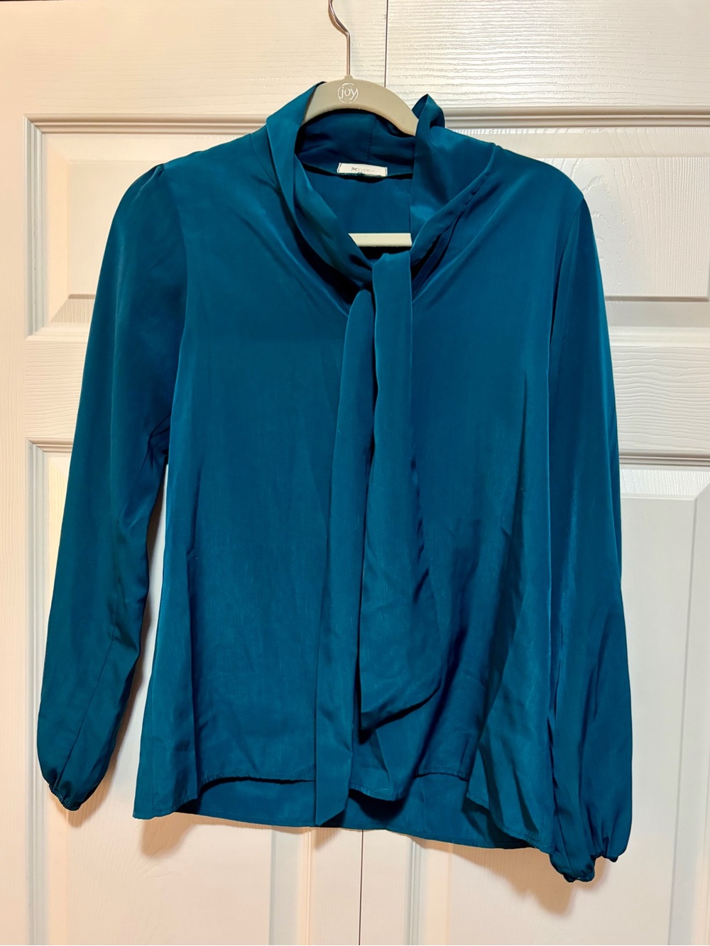 Everly Teal Tie-Neck Blouse